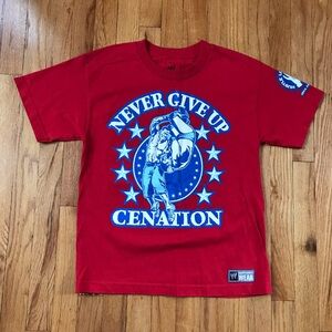 WWE X John Cena Red White and Blue 'Never Give Up' Kids Tee Large